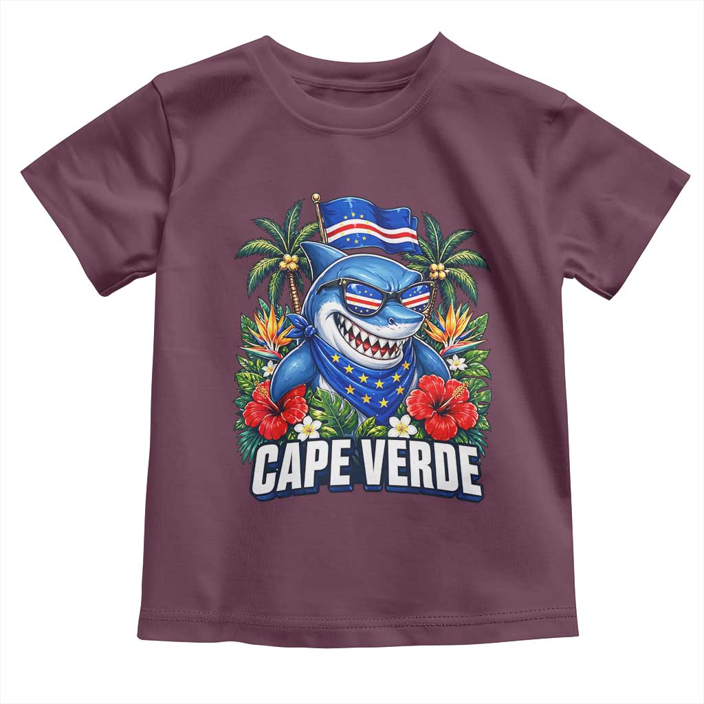 Cape Verde Cool Blue Shark Tropical Graphic Toddler T Shirt Cabo Verde Paradise Verdean Soccer Football Fans