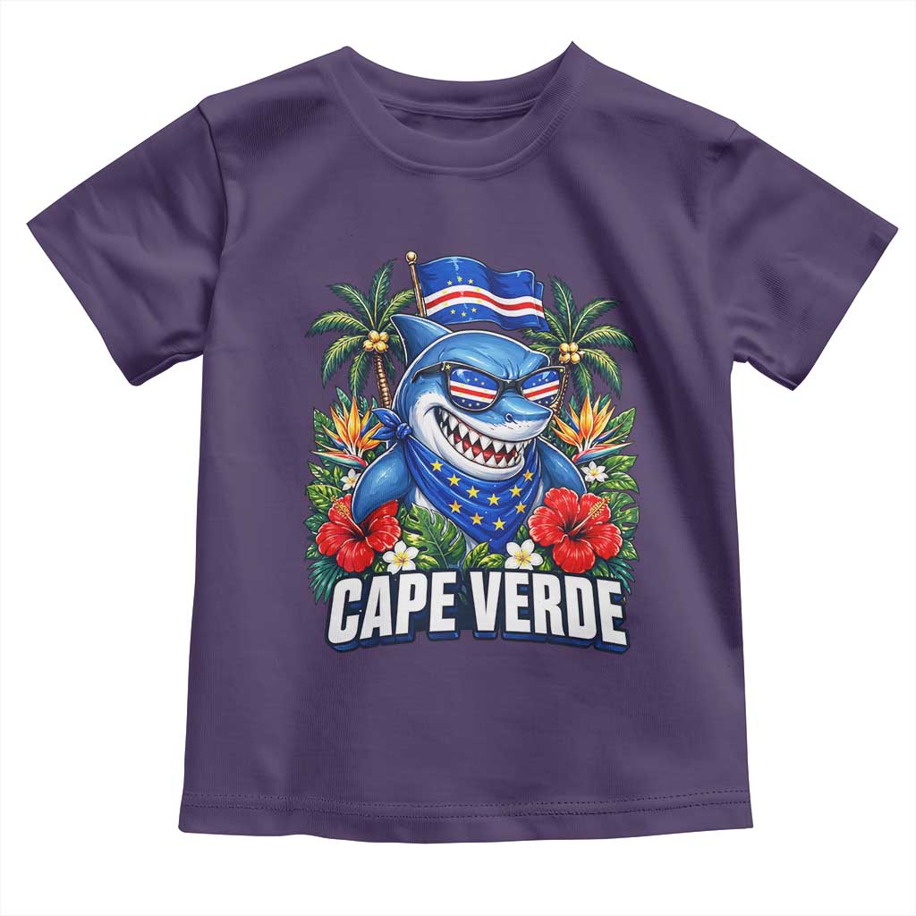 Cape Verde Cool Blue Shark Tropical Graphic Toddler T Shirt Cabo Verde Paradise Verdean Soccer Football Fans