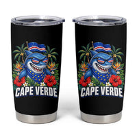 Cape Verde Cool Blue Shark Tropical Graphic Tumbler Cup Cabo Verde Paradise Verdean Soccer Football Fans