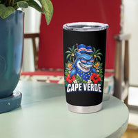 Cape Verde Cool Blue Shark Tropical Graphic Tumbler Cup Cabo Verde Paradise Verdean Soccer Football Fans