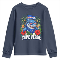 Cape Verde Cool Blue Shark Tropical Graphic Youth Sweatshirt Cabo Verde Paradise Verdean Soccer Football Fans