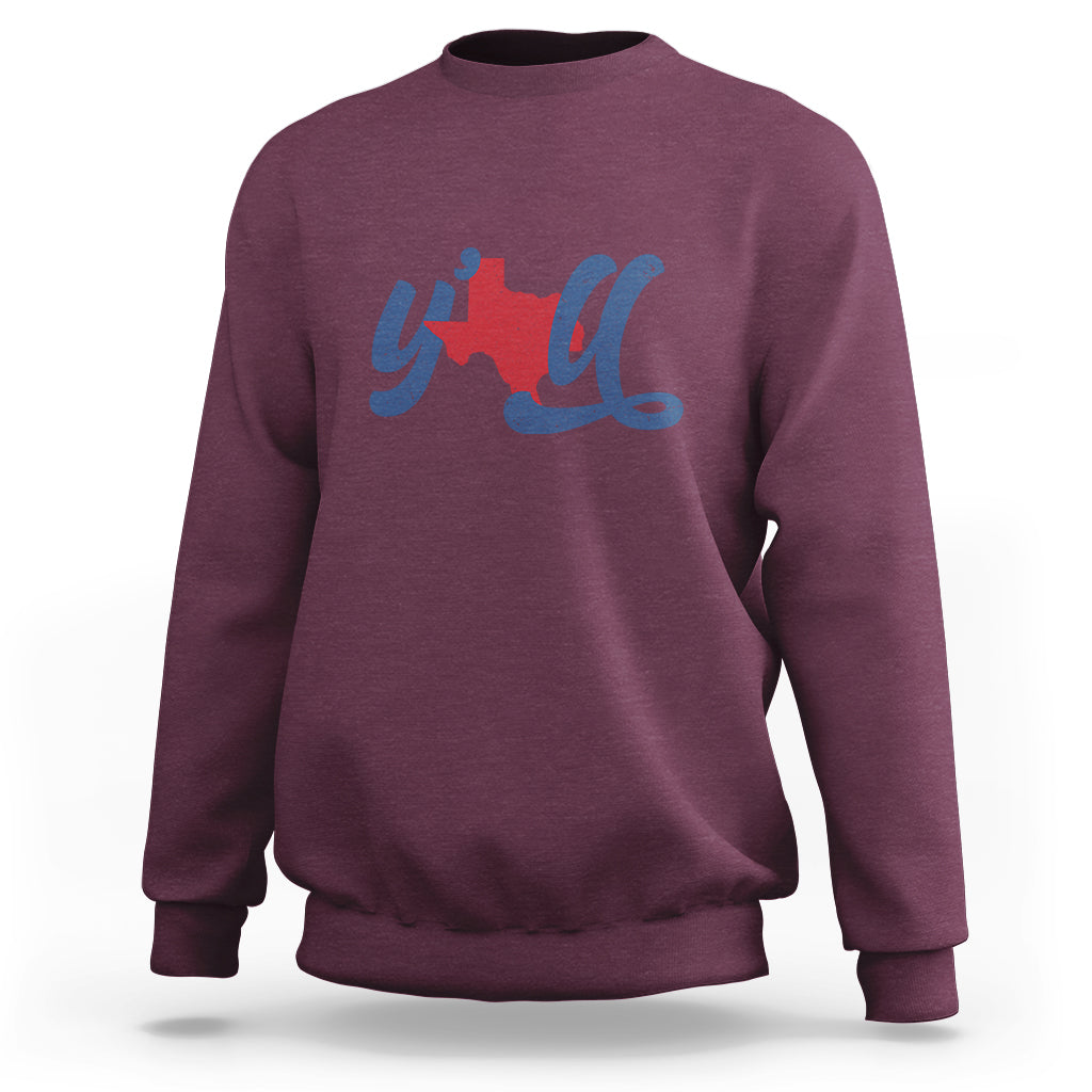 Texas Y'all Sweatshirt US Texan Pride - Wonder Print Shop