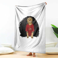 Funny Long Curly Hair Wig Soccer Cat Graphic Throw Blanket Spain Espana Sports Fans Meme Spanish Pride
