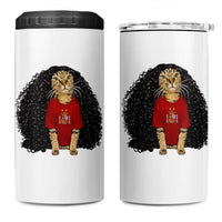 Funny Long Curly Hair Wig Soccer Cat Graphic 4 in 1 Can Cooler Tumbler Spain Espana Sports Fans Meme Spanish Pride