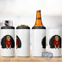 Funny Long Curly Hair Wig Soccer Cat Graphic 4 in 1 Can Cooler Tumbler Spain Espana Sports Fans Meme Spanish Pride