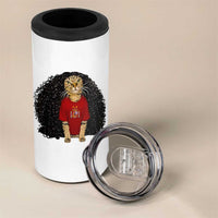 Funny Long Curly Hair Wig Soccer Cat Graphic 4 in 1 Can Cooler Tumbler Spain Espana Sports Fans Meme Spanish Pride