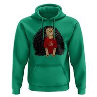 Funny Long Curly Hair Wig Soccer Cat Graphic Hoodie Spain Espana Sports Fans Meme Spanish Pride