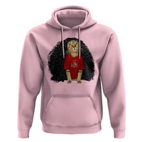 Funny Long Curly Hair Wig Soccer Cat Graphic Hoodie Spain Espana Sports Fans Meme Spanish Pride