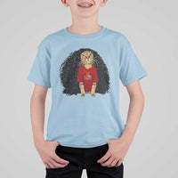 Funny Long Curly Hair Wig Soccer Cat Graphic T Shirt For Kid Spain Espana Sports Fans Meme Spanish Pride