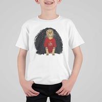Funny Long Curly Hair Wig Soccer Cat Graphic T Shirt For Kid Spain Espana Sports Fans Meme Spanish Pride