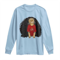 Funny Long Curly Hair Wig Soccer Cat Graphic Long Sleeve Shirt Spain Espana Sports Fans Meme Spanish Pride