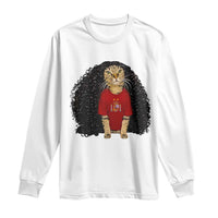 Funny Long Curly Hair Wig Soccer Cat Graphic Long Sleeve Shirt Spain Espana Sports Fans Meme Spanish Pride