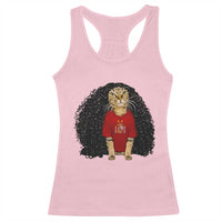 Funny Long Curly Hair Wig Soccer Cat Graphic Racerback Tank Top Spain Espana Sports Fans Meme Spanish Pride