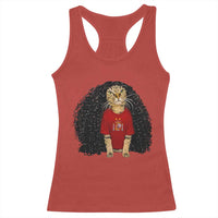 Funny Long Curly Hair Wig Soccer Cat Graphic Racerback Tank Top Spain Espana Sports Fans Meme Spanish Pride