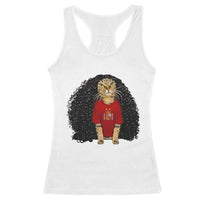 Funny Long Curly Hair Wig Soccer Cat Graphic Racerback Tank Top Spain Espana Sports Fans Meme Spanish Pride