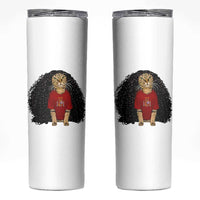 Funny Long Curly Hair Wig Soccer Cat Graphic Skinny Tumbler Spain Espana Sports Fans Meme Spanish Pride