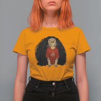 Funny Long Curly Hair Wig Soccer Cat Graphic T Shirt For Women Spain Espana Sports Fans Meme Spanish Pride