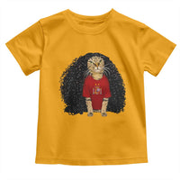 Funny Long Curly Hair Wig Soccer Cat Graphic Toddler T Shirt Spain Espana Sports Fans Meme Spanish Pride