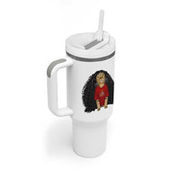 Funny Long Curly Hair Wig Soccer Cat Graphic Tumbler With Handle Spain Espana Sports Fans Meme Spanish Pride
