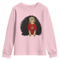 Funny Long Curly Hair Wig Soccer Cat Graphic Youth Sweatshirt Spain Espana Sports Fans Meme Spanish Pride