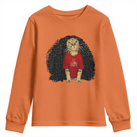 Funny Long Curly Hair Wig Soccer Cat Graphic Youth Sweatshirt Spain Espana Sports Fans Meme Spanish Pride