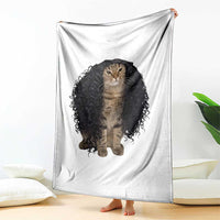 Funny Long Curly Hair Wig Cat Soccer Fans Throw Blanket Football Meme Sports Humor