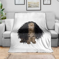 Funny Long Curly Hair Wig Cat Soccer Fans Throw Blanket Football Meme Sports Humor
