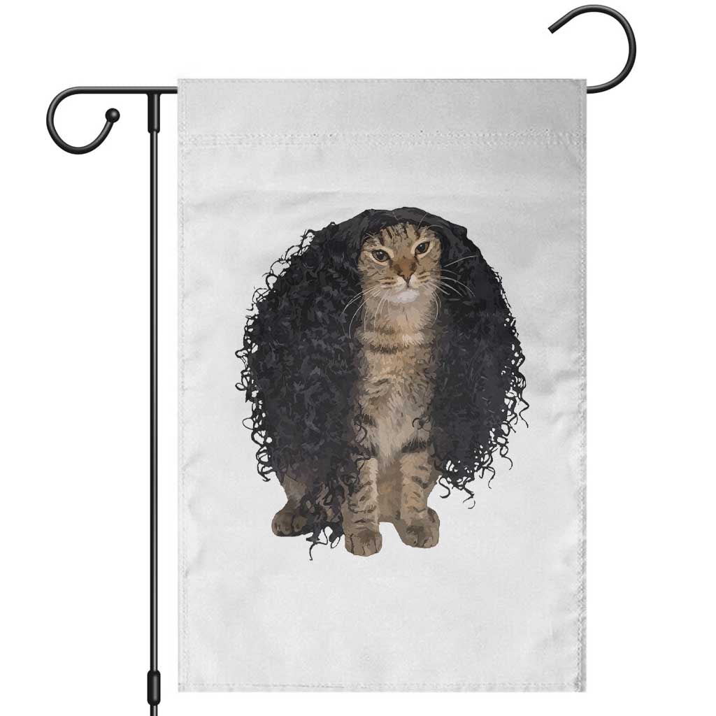 Funny Long Curly Hair Wig Cat Soccer Fans Garden Flag Football Meme Sports Humor