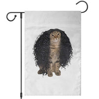 Funny Long Curly Hair Wig Cat Soccer Fans Garden Flag Football Meme Sports Humor