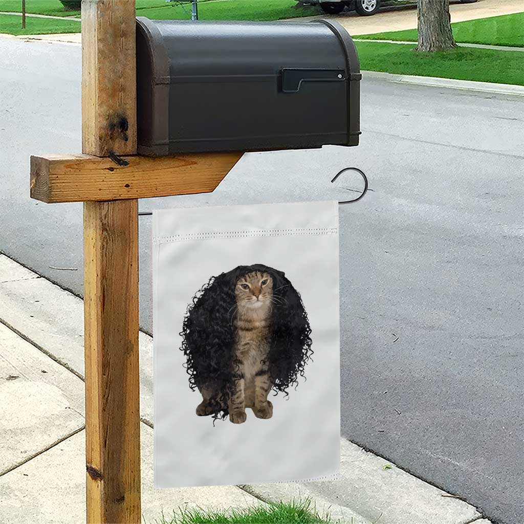 Funny Long Curly Hair Wig Cat Soccer Fans Garden Flag Football Meme Sports Humor