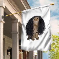 Funny Long Curly Hair Wig Cat Soccer Fans Garden Flag Football Meme Sports Humor