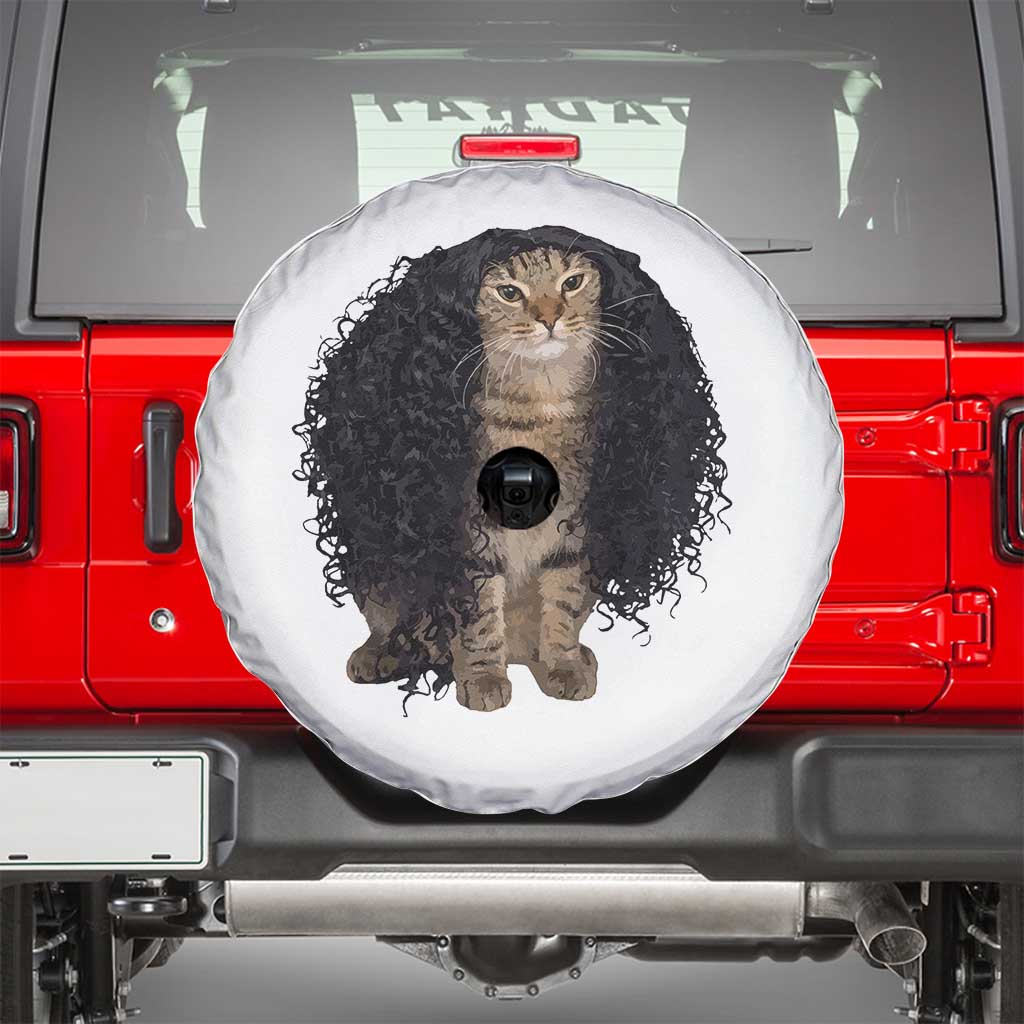 Funny Long Curly Hair Wig Cat Soccer Fans Spare Tire Cover Football Meme Sports Humor