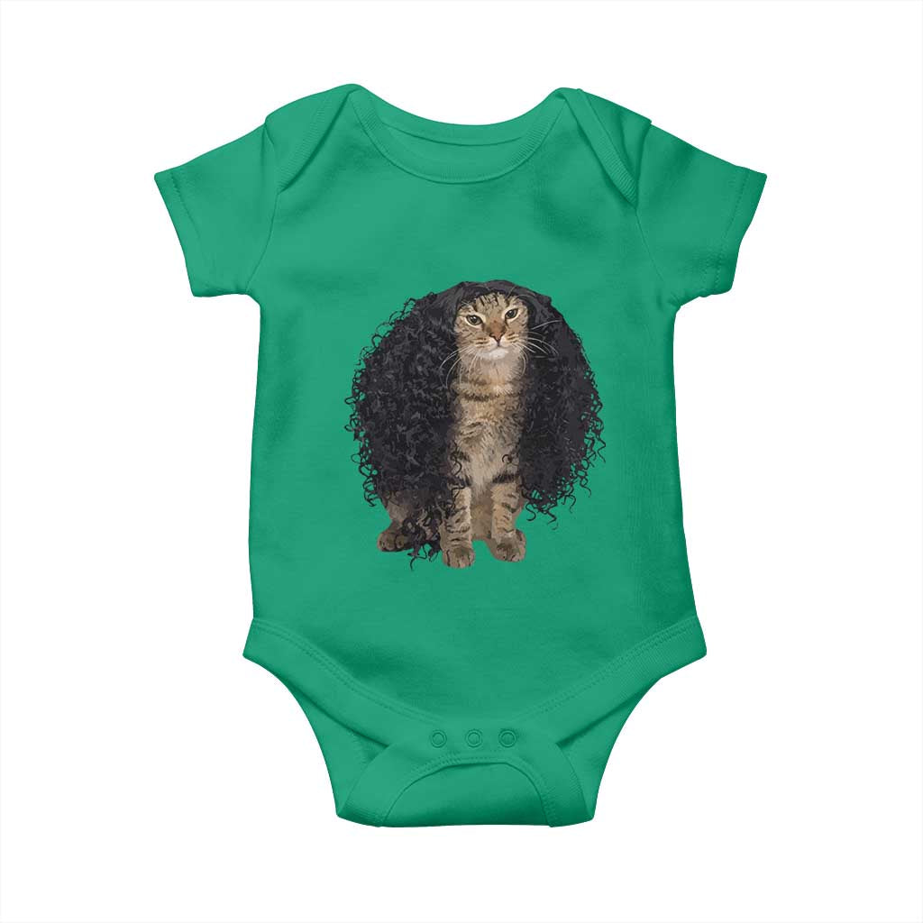 Funny Long Curly Hair Wig Cat Soccer Fans Baby Onesie Football Meme Sports Humor