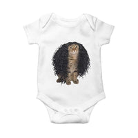 Funny Long Curly Hair Wig Cat Soccer Fans Baby Onesie Football Meme Sports Humor