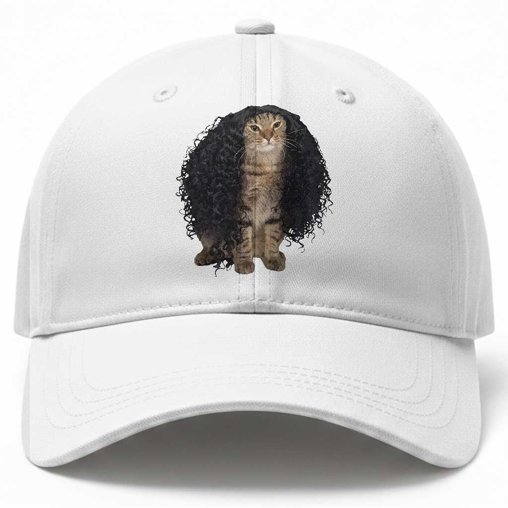 Funny Long Curly Hair Wig Cat Soccer Fans Baseball Cap Football Meme Sports Humor