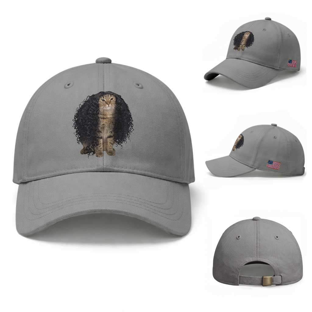 Funny Long Curly Hair Wig Cat Soccer Fans Baseball Cap Football Meme Sports Humor
