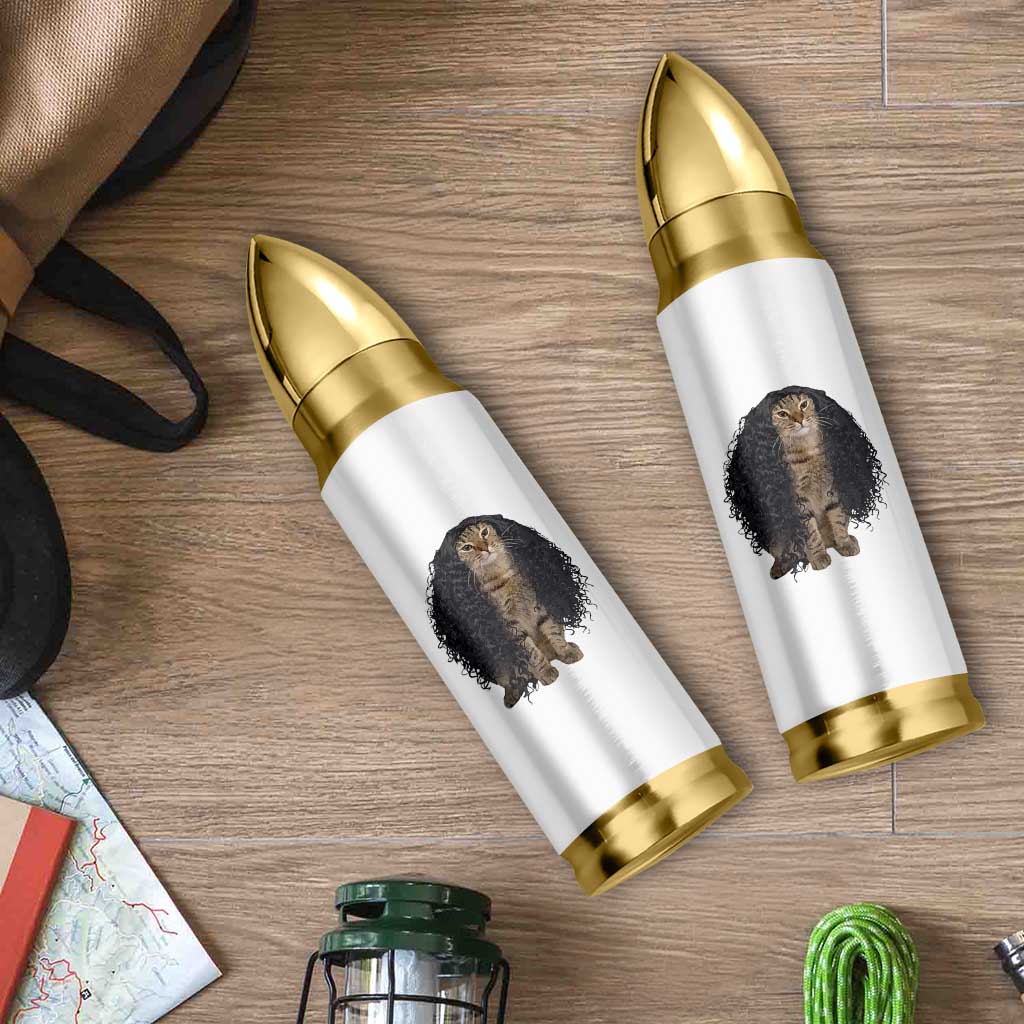 Funny Long Curly Hair Wig Cat Soccer Fans Bullet Tumbler Football Meme Sports Humor