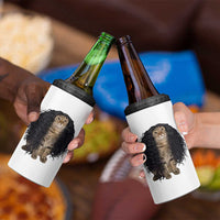 Funny Long Curly Hair Wig Cat Soccer Fans 4 in 1 Can Cooler Tumbler Football Meme Sports Humor