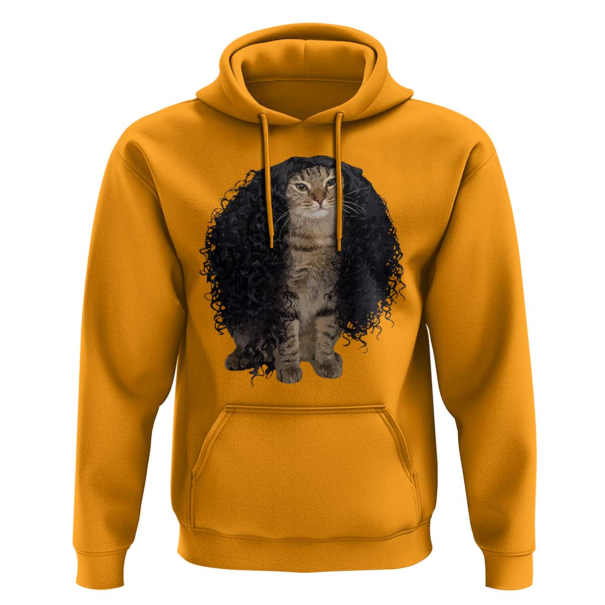 Funny Long Curly Hair Wig Cat Soccer Fans Hoodie Football Meme Sports Humor