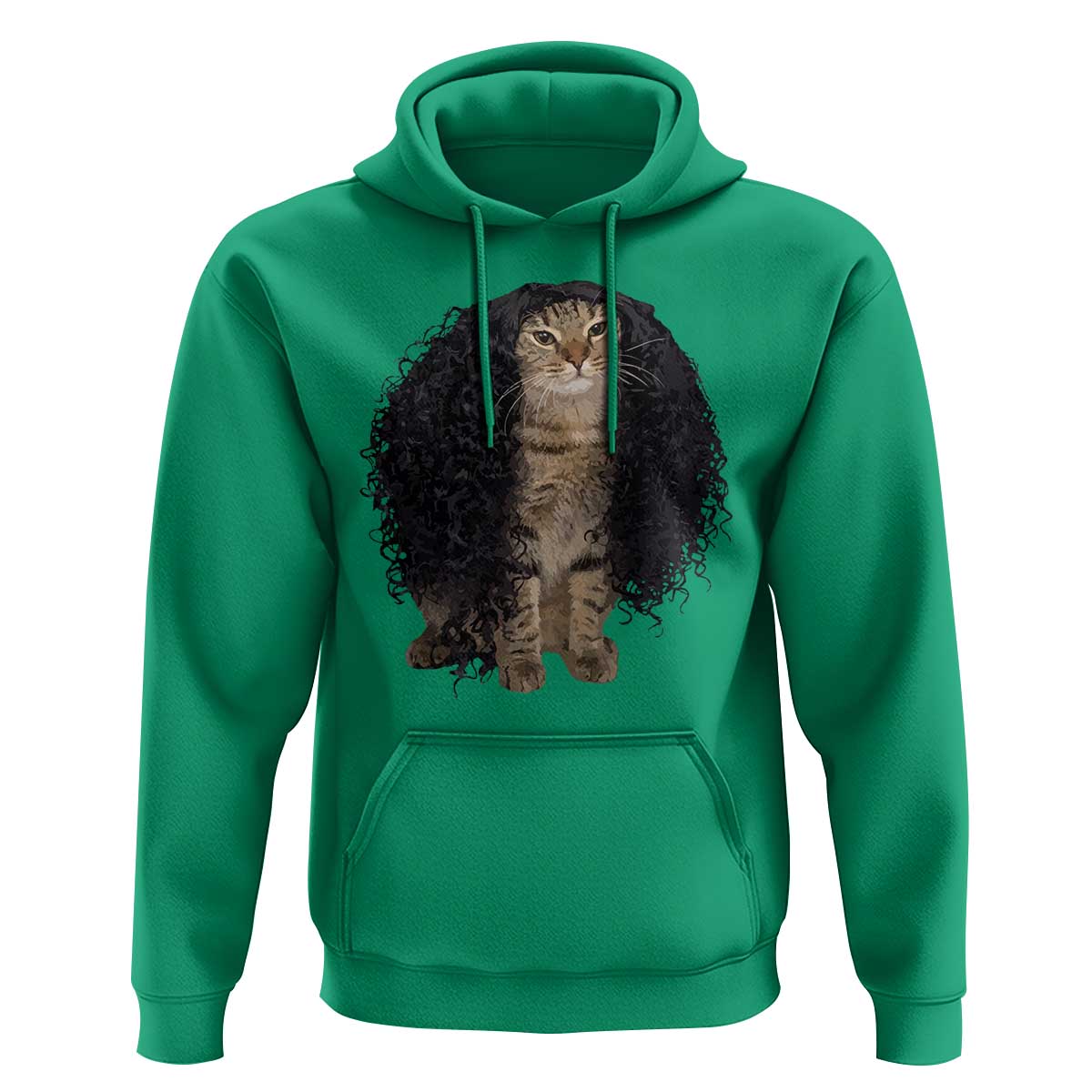 Funny Long Curly Hair Wig Cat Soccer Fans Hoodie Football Meme Sports Humor