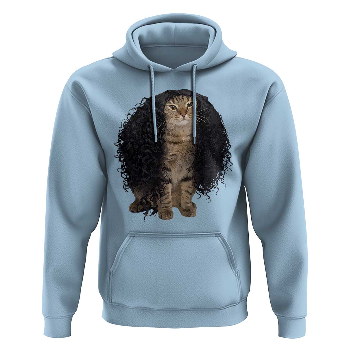 Funny Long Curly Hair Wig Cat Soccer Fans Hoodie Football Meme Sports Humor