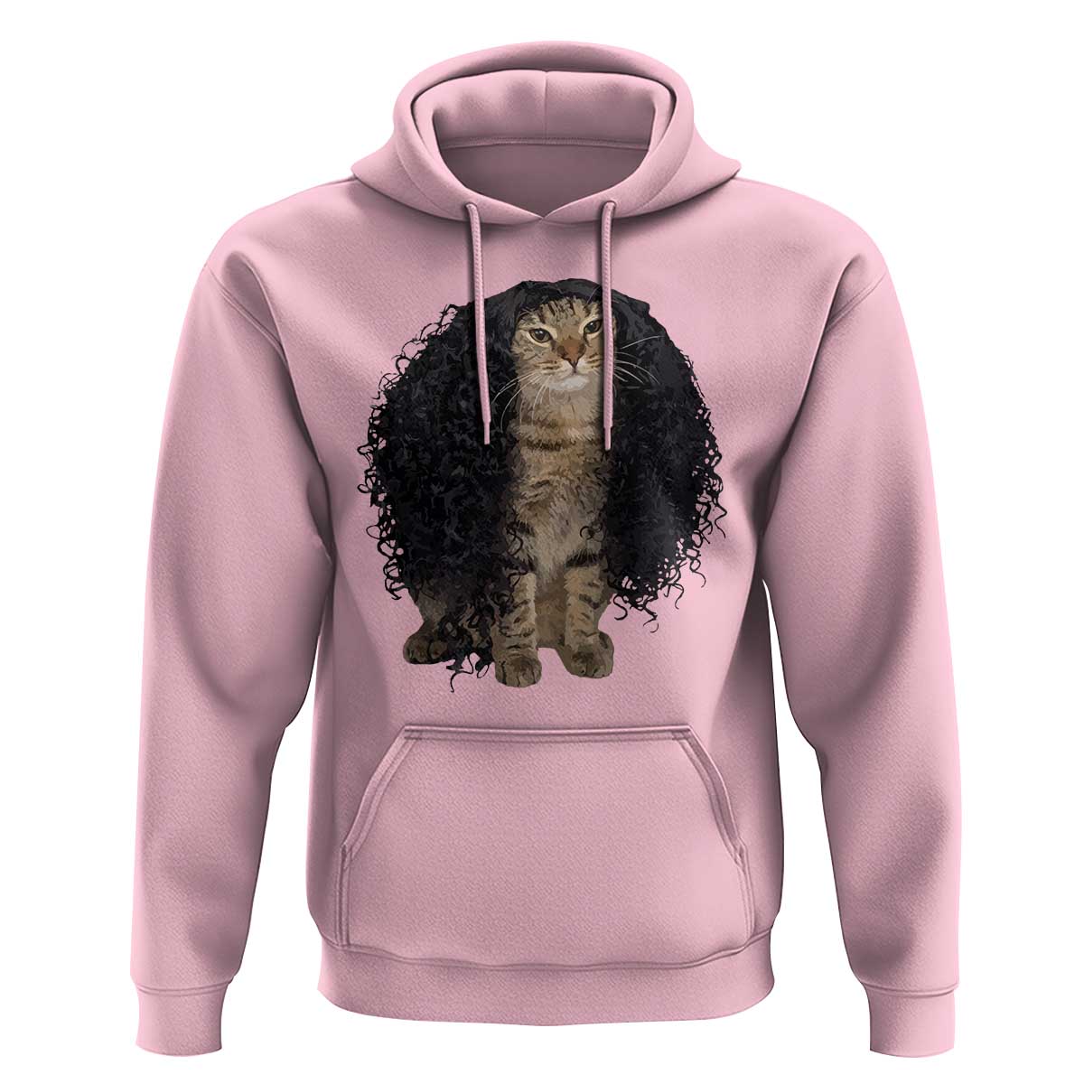 Funny Long Curly Hair Wig Cat Soccer Fans Hoodie Football Meme Sports Humor
