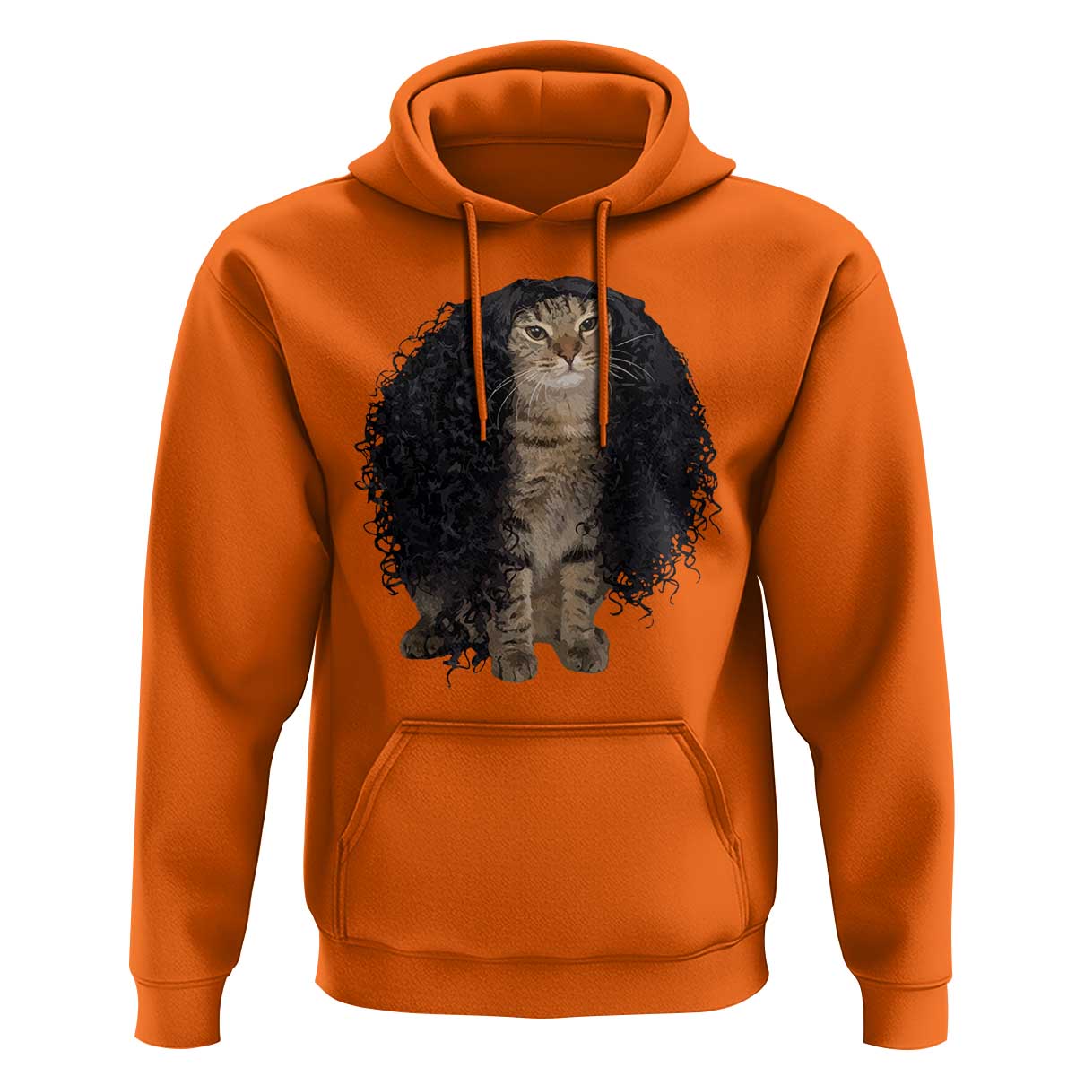 Funny Long Curly Hair Wig Cat Soccer Fans Hoodie Football Meme Sports Humor