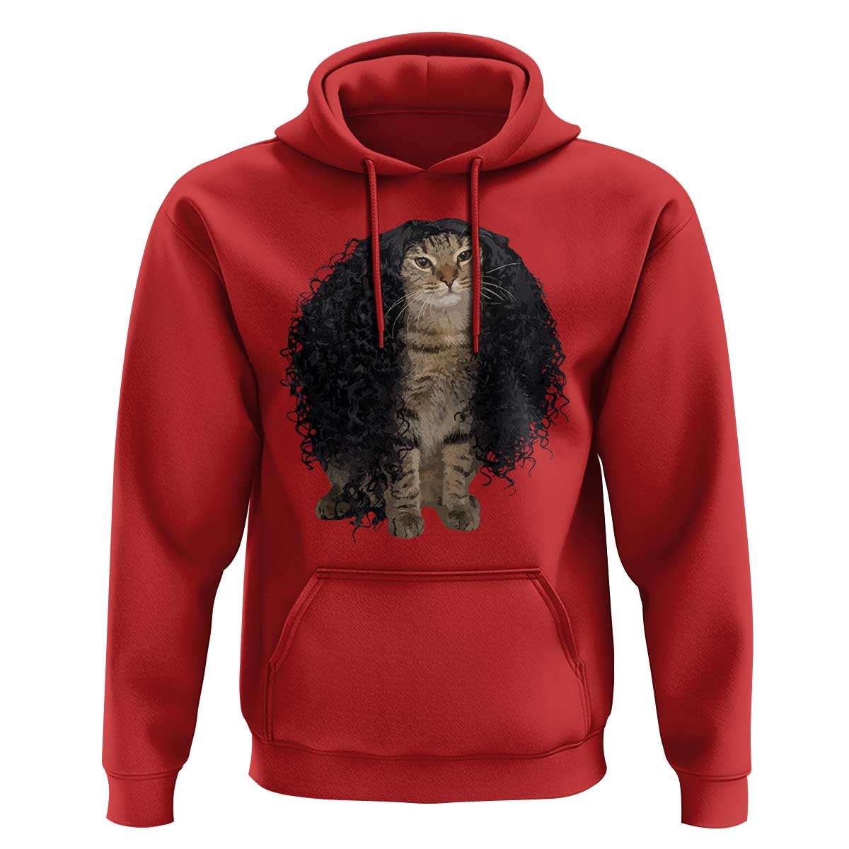 Funny Long Curly Hair Wig Cat Soccer Fans Hoodie Football Meme Sports Humor