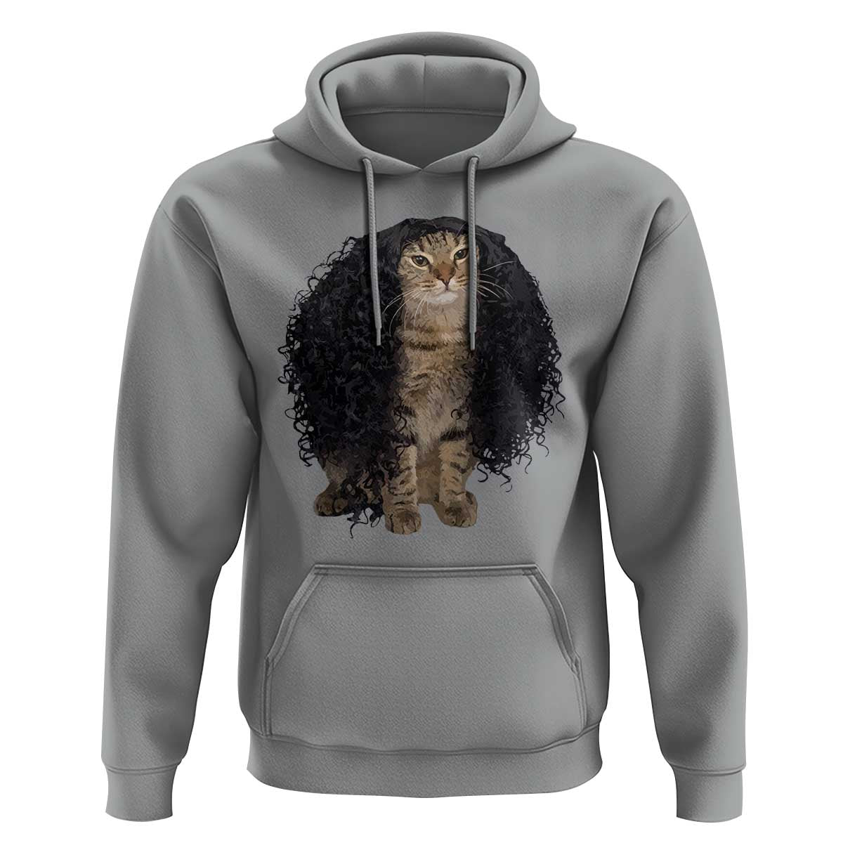 Funny Long Curly Hair Wig Cat Soccer Fans Hoodie Football Meme Sports Humor