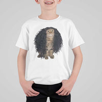 Funny Long Curly Hair Wig Cat Soccer Fans T Shirt For Kid Football Meme Sports Humor