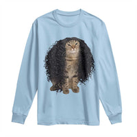 Funny Long Curly Hair Wig Cat Soccer Fans Long Sleeve Shirt Football Meme Sports Humor