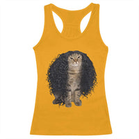 Funny Long Curly Hair Wig Cat Soccer Fans Racerback Tank Top Football Meme Sports Humor