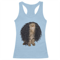 Funny Long Curly Hair Wig Cat Soccer Fans Racerback Tank Top Football Meme Sports Humor