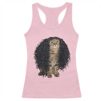 Funny Long Curly Hair Wig Cat Soccer Fans Racerback Tank Top Football Meme Sports Humor